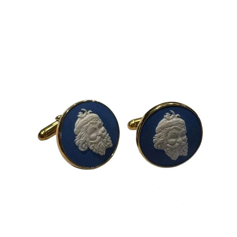 Wedgewood Gold and Blue Cufflinks with Classical Motif